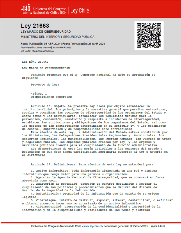 Diagnóstico Ley Marco de Ciberseguridad